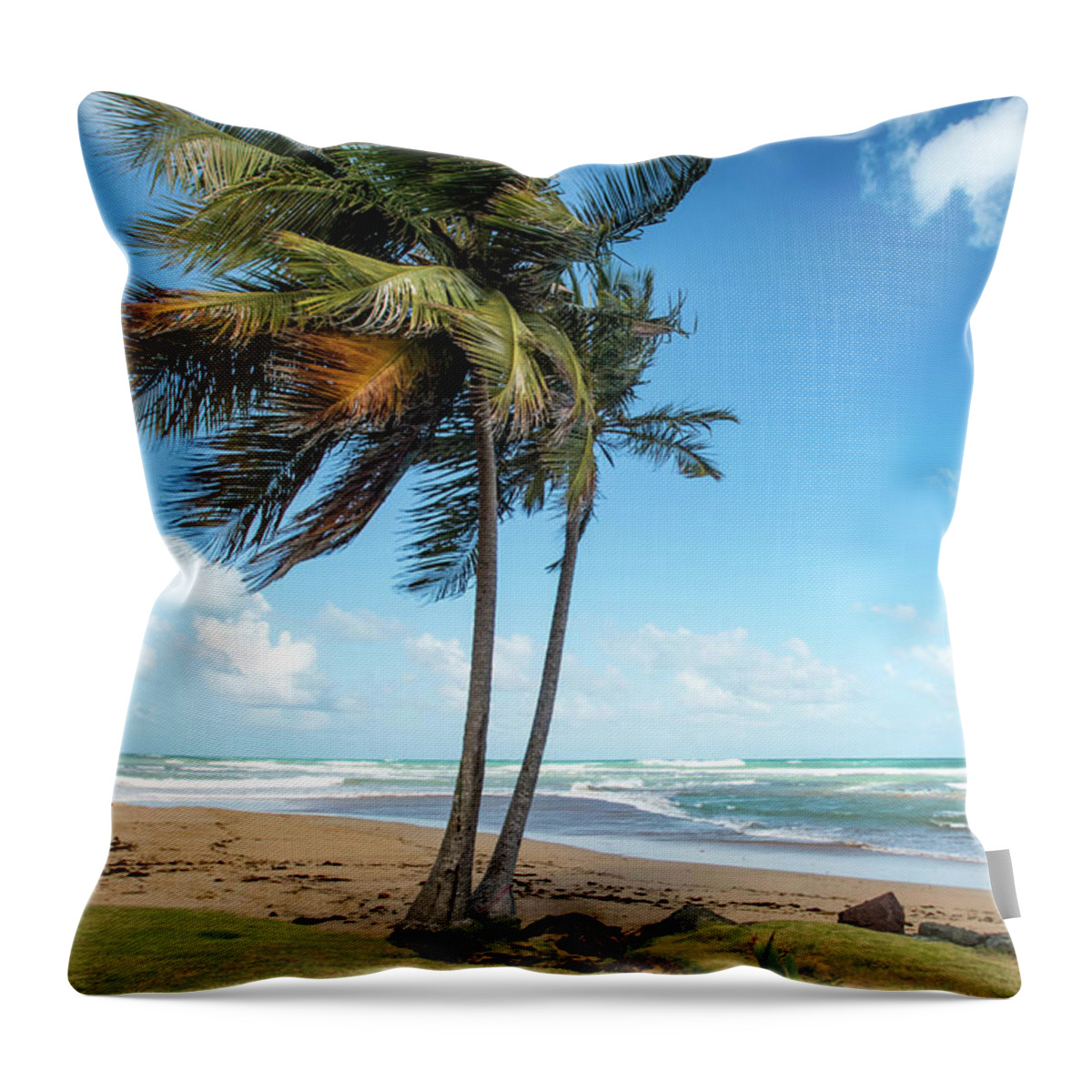 Piñones Throw Pillow featuring the photograph Paradise on the Coast, Pinones, Puerto Rico by Beachtown Views