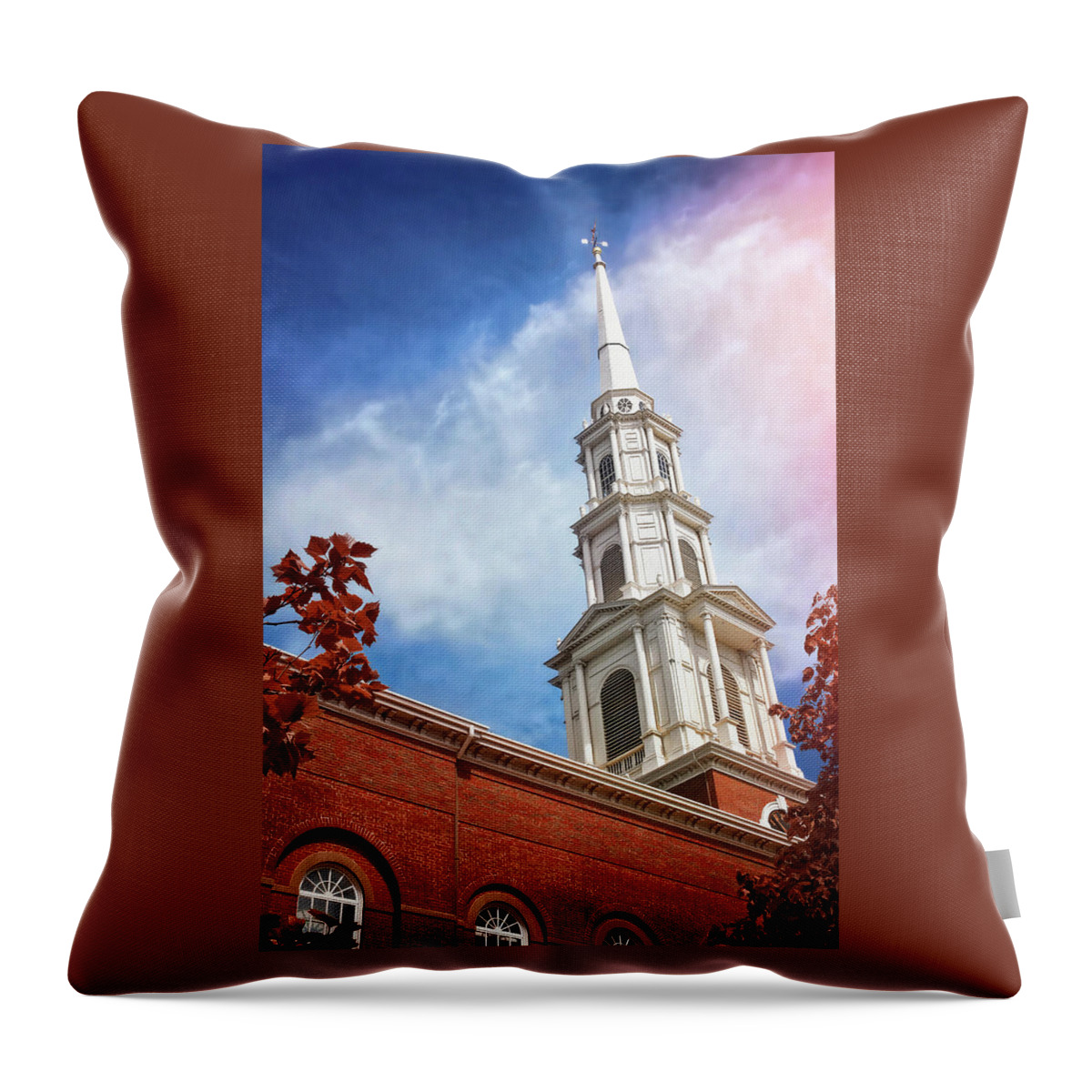 Boston Throw Pillow featuring the photograph Park Street Church Steeple Boston Massachusetts by Carol Japp