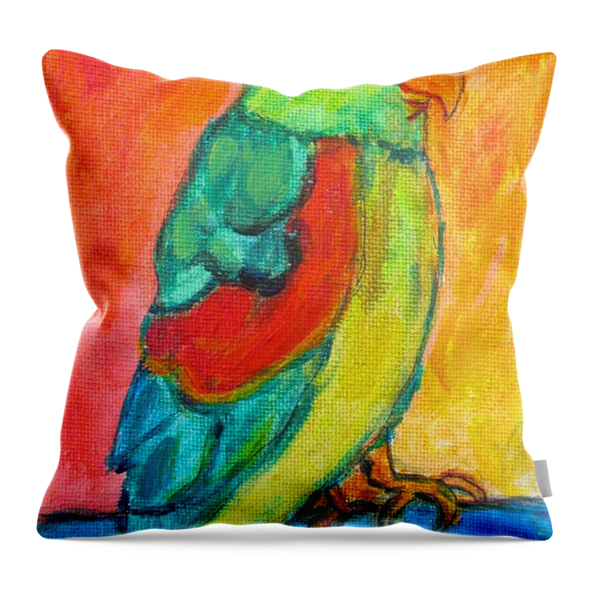 Parrot Throw Pillow featuring the painting Parrot Perch by Kendall Kessler