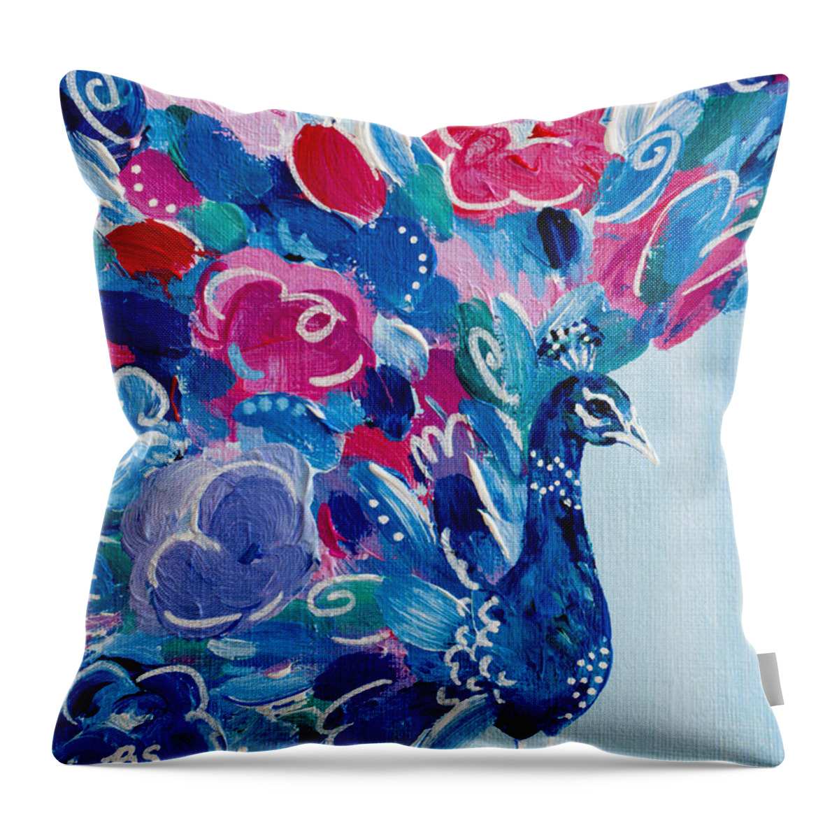 Peacock Throw Pillow featuring the painting Party Animal by Beth Ann Scott