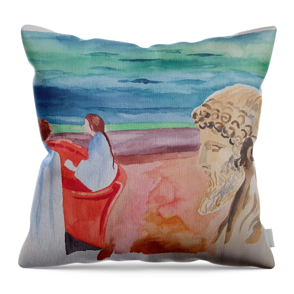 Masterpiece Paintings Throw Pillow featuring the painting Past and Future by Enrico Garff