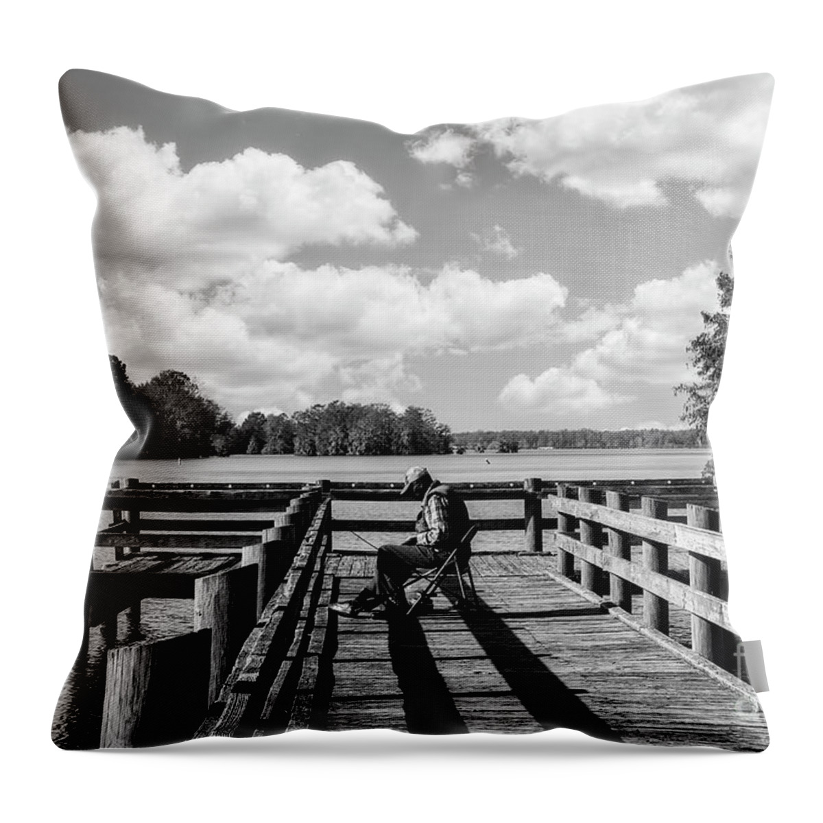 Fishing Throw Pillow featuring the photograph Pastime by DB Hayes
