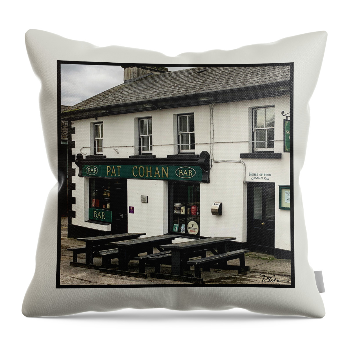 Pub Throw Pillow featuring the photograph Pat Cohan's Pub in Tuam, Ireland by Peggy Dietz