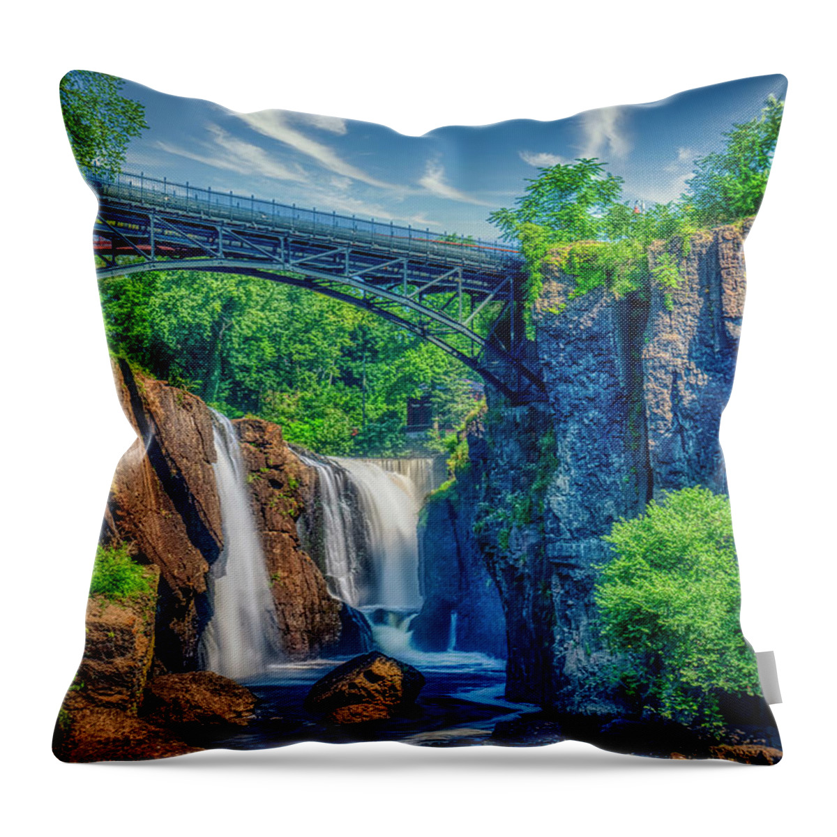 Great Falls Throw Pillow featuring the photograph Paterson Great Falls by Penny Polakoff