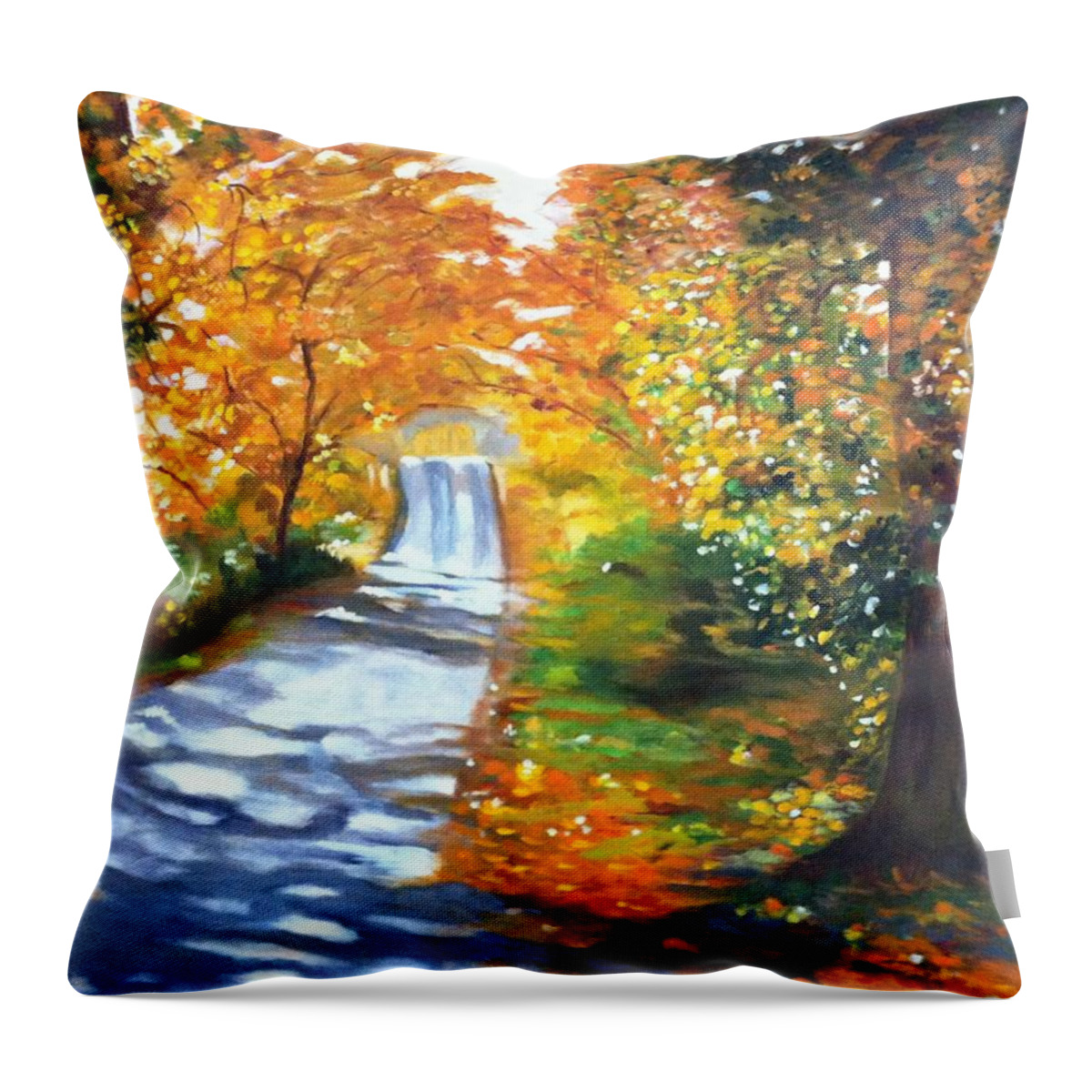 Fall Color Throw Pillow featuring the painting Path to Joy by Juliette Becker