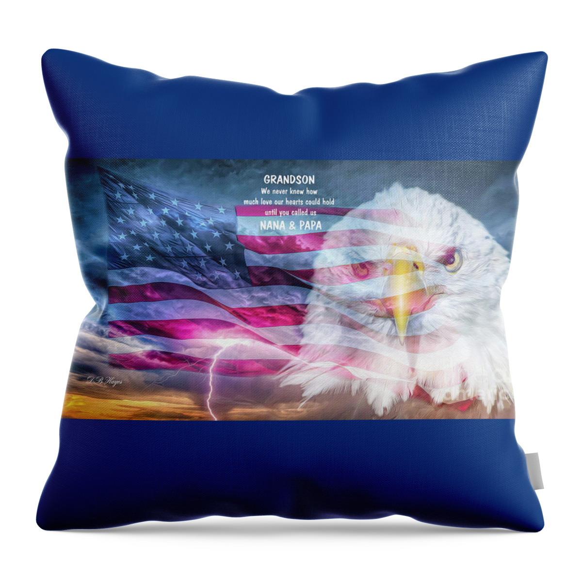 Patriotic Throw Pillow featuring the photograph Patriotic Sky III With Message to Grandson by DB Hayes