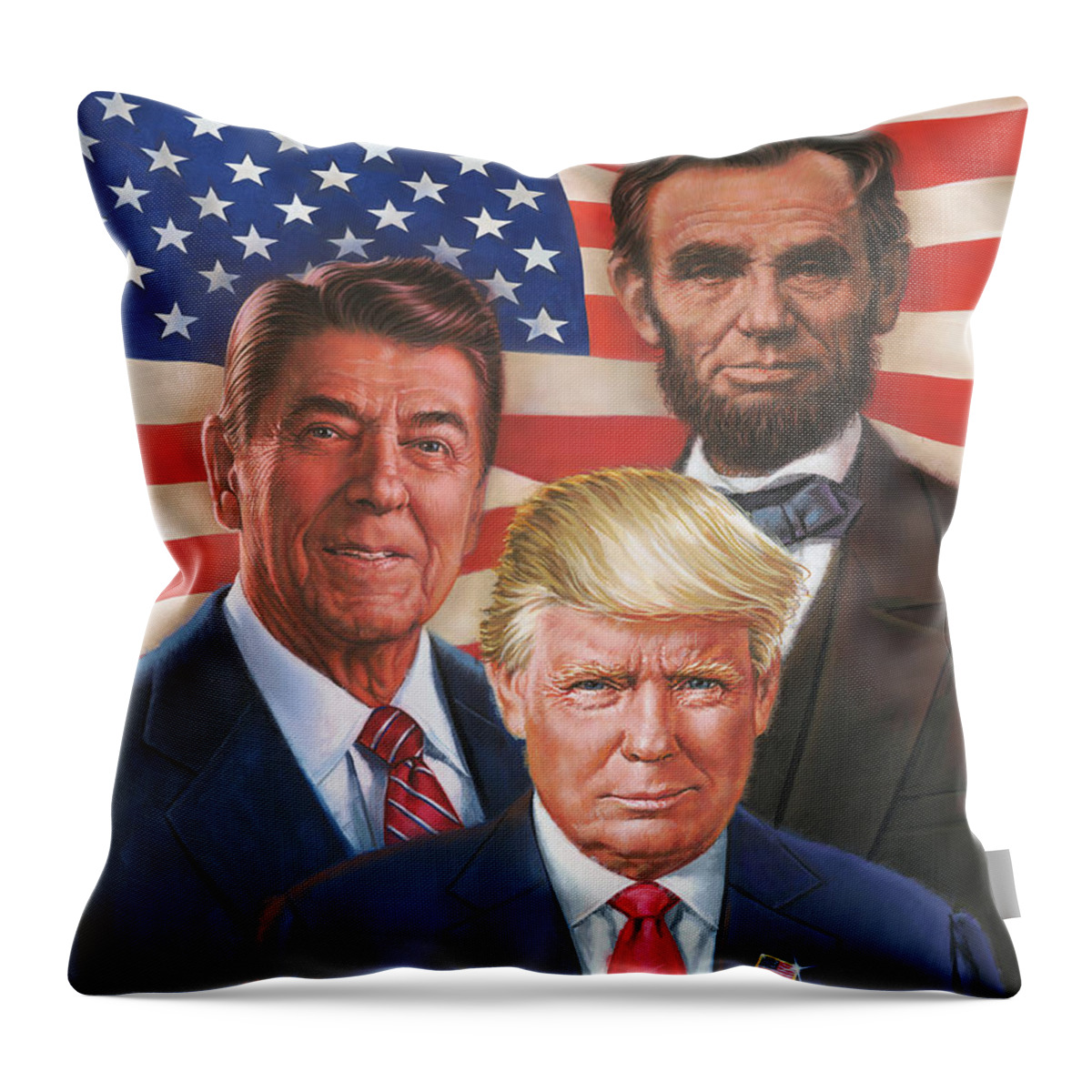 Portraits Throw Pillow featuring the painting Great American Patriots by Dick Bobnick