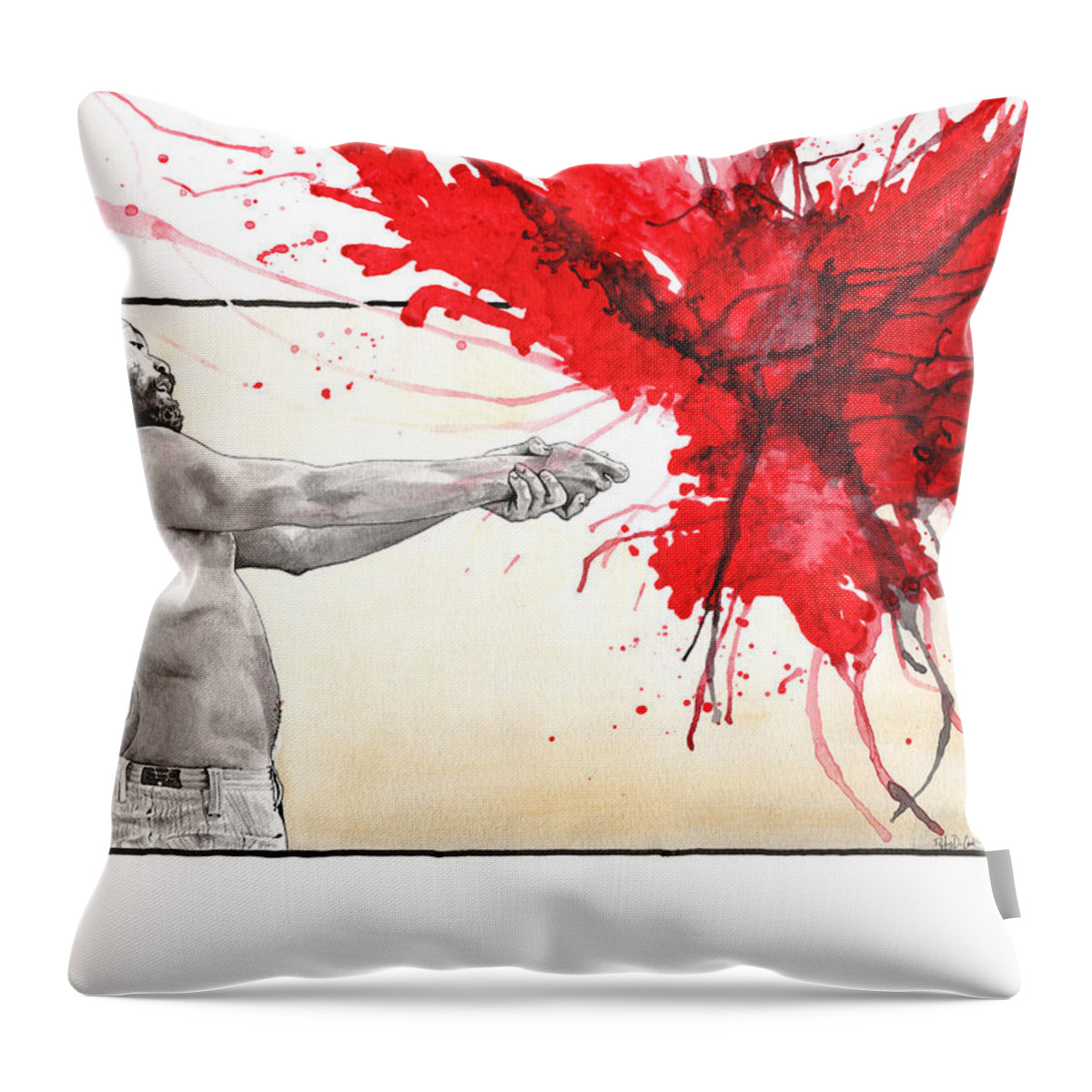 Donald Glover Throw Pillow featuring the painting Peace Through Justice by Tiffany DiGiacomo