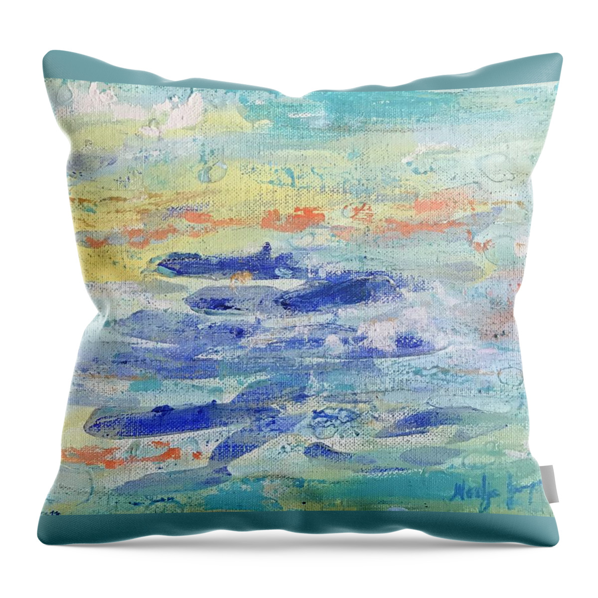 Beach Throw Pillow featuring the painting Peaceful Afternoon by Medge Jaspan