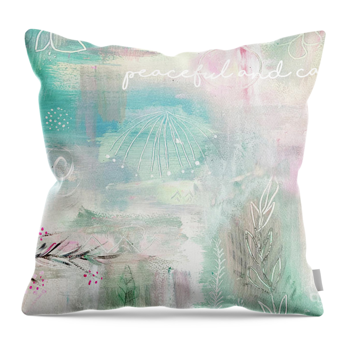 Peaceful And Calm Throw Pillow featuring the mixed media Peaceful and calm by Claudia Schoen
