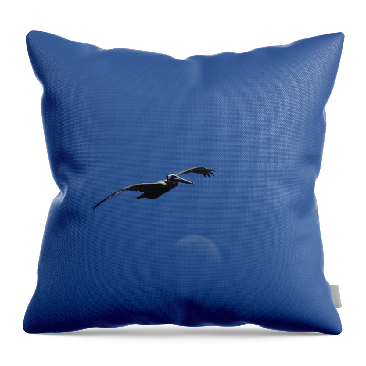 Pelican Throw Pillow featuring the photograph Pelican Moon by Heather E Harman