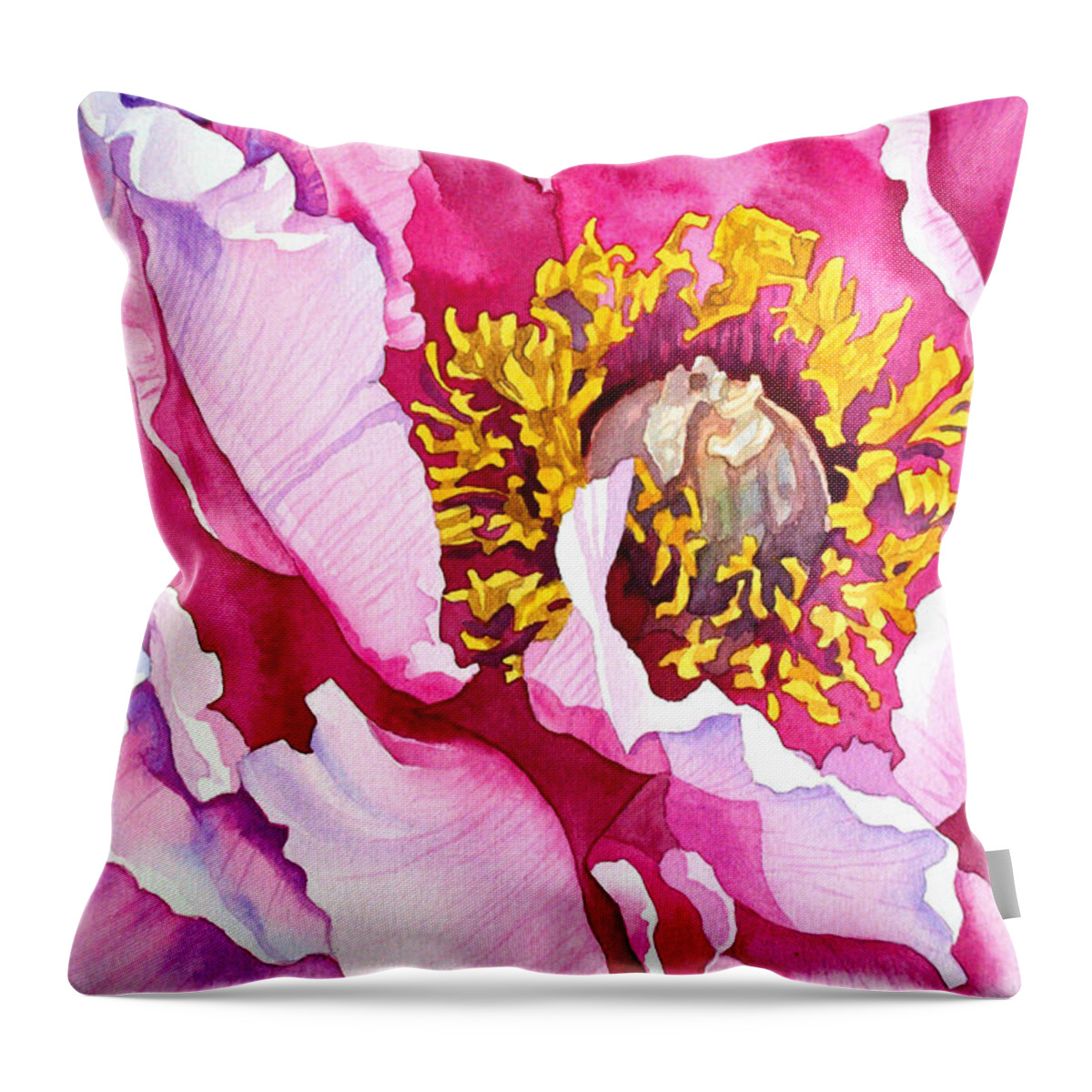 Peony Throw Pillow featuring the painting Peony by Espero Art