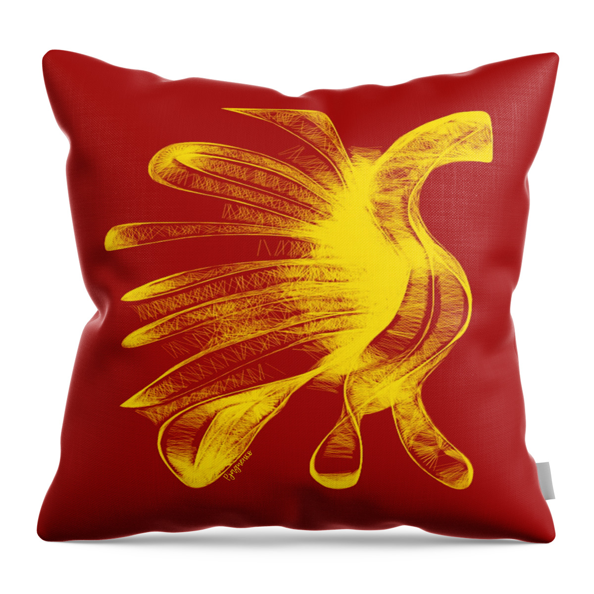 Phoenix Throw Pillow featuring the digital art Phoenix #1 by Ljev Rjadcenko