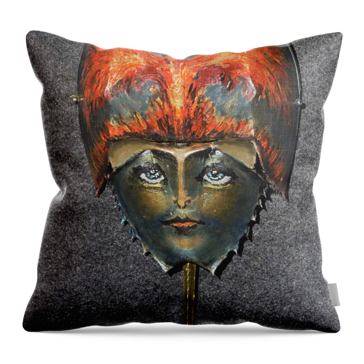  Throw Pillow featuring the painting Phoenix Helmeted Warrior Princess by Roger Swezey