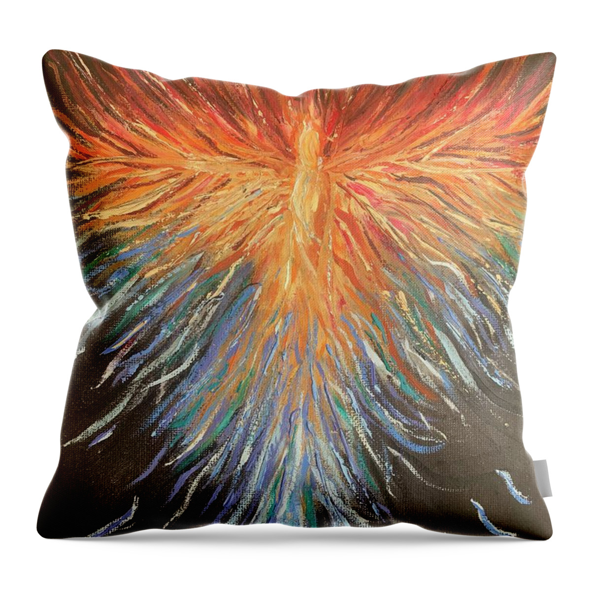 Phoenix Throw Pillow featuring the painting Phoenix Rising by Lisa White