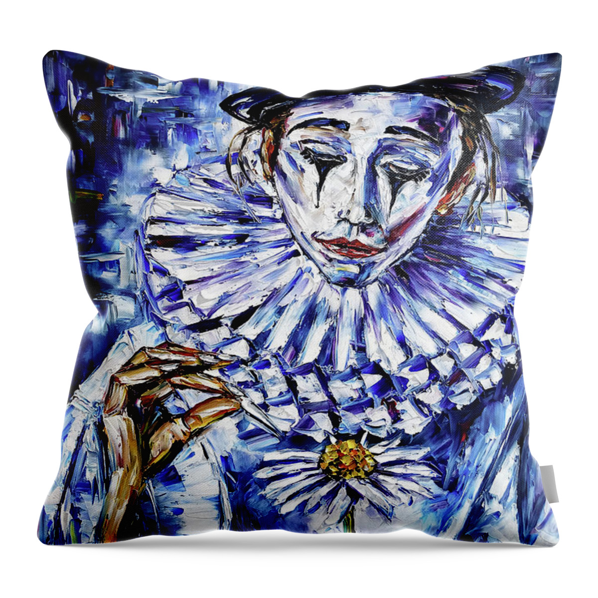 Pierrot Throw Pillow featuring the painting Pierrette by Mirek Kuzniar