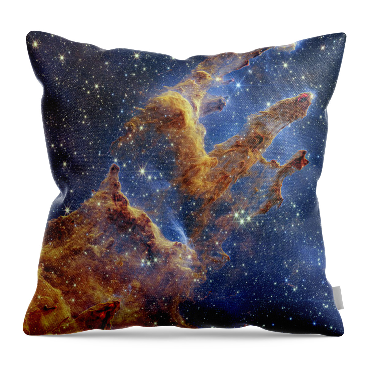 M16 Throw Pillow featuring the photograph Pillars of Creation, JWST image by Science Photo Library