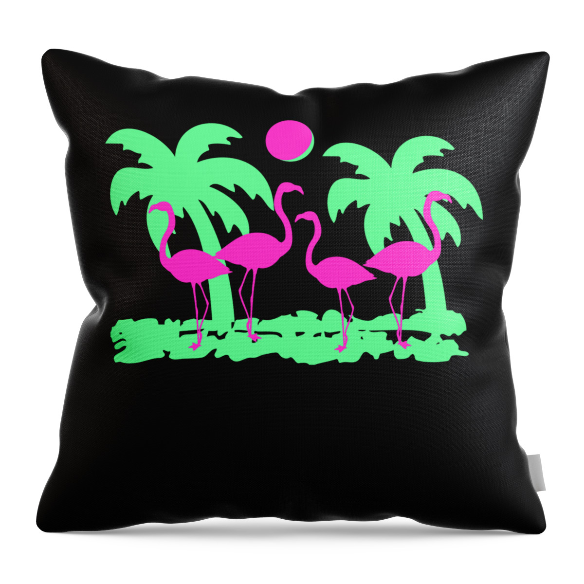 Funny Throw Pillow featuring the digital art Pink Flamingos by Flippin Sweet Gear