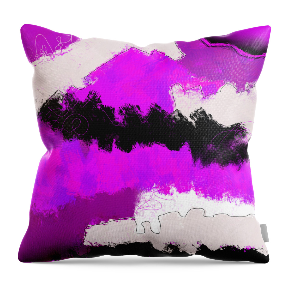 Abstract Throw Pillow featuring the painting Pink FLow by Amber Lasche