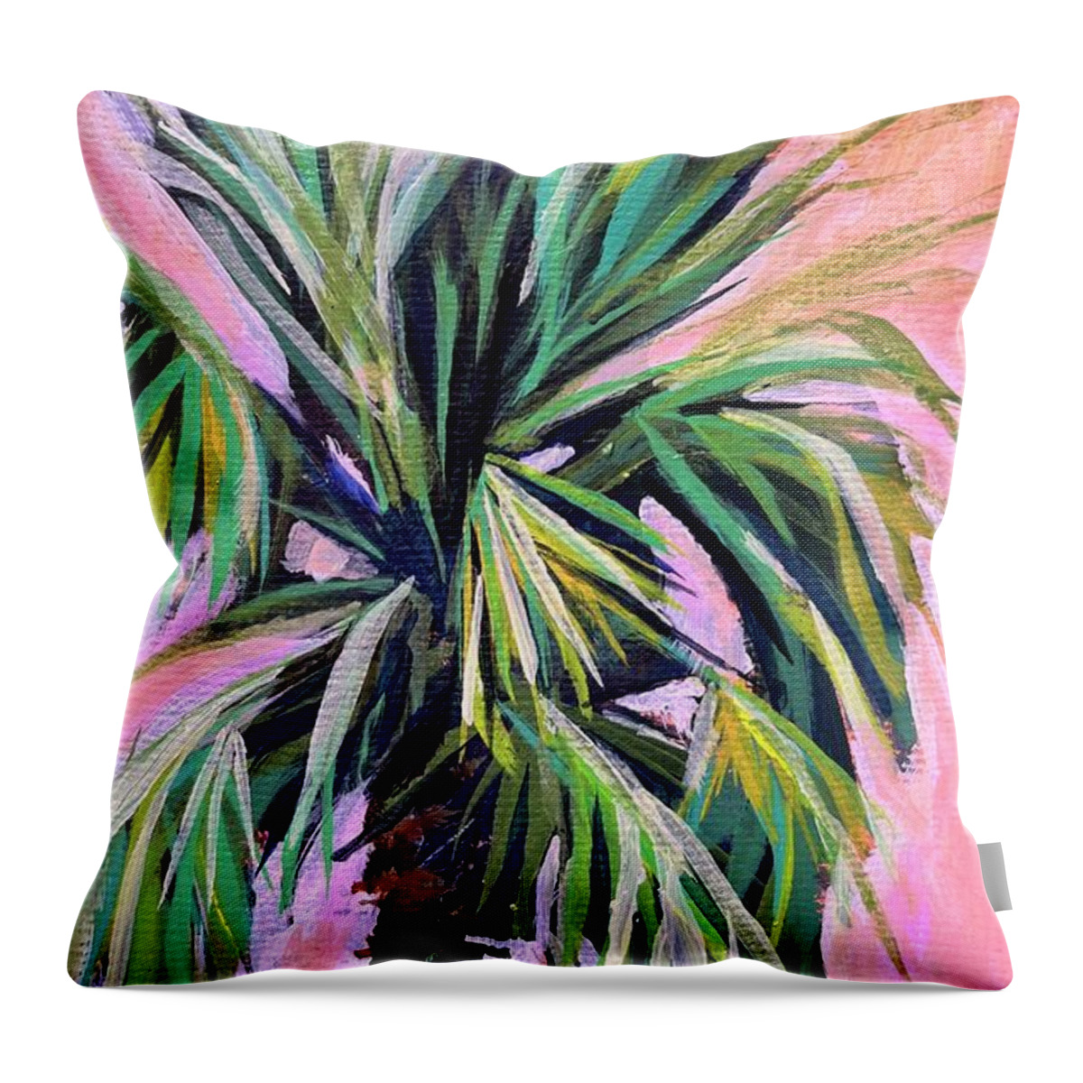 Palm Throw Pillow featuring the painting Pink by Kelly Smith