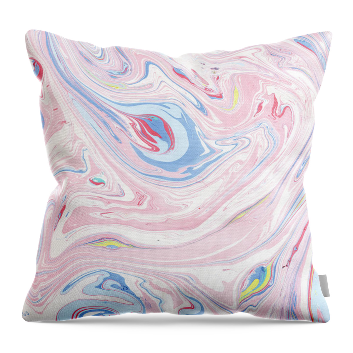 Marble Throw Pillow featuring the painting Pink Marble Pastel Blush Painting by Modern Art
