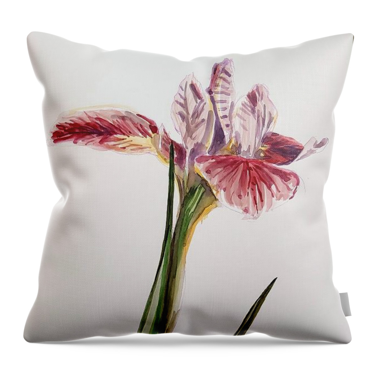 Flower Throw Pillow featuring the painting Pink Orchid by George Cret