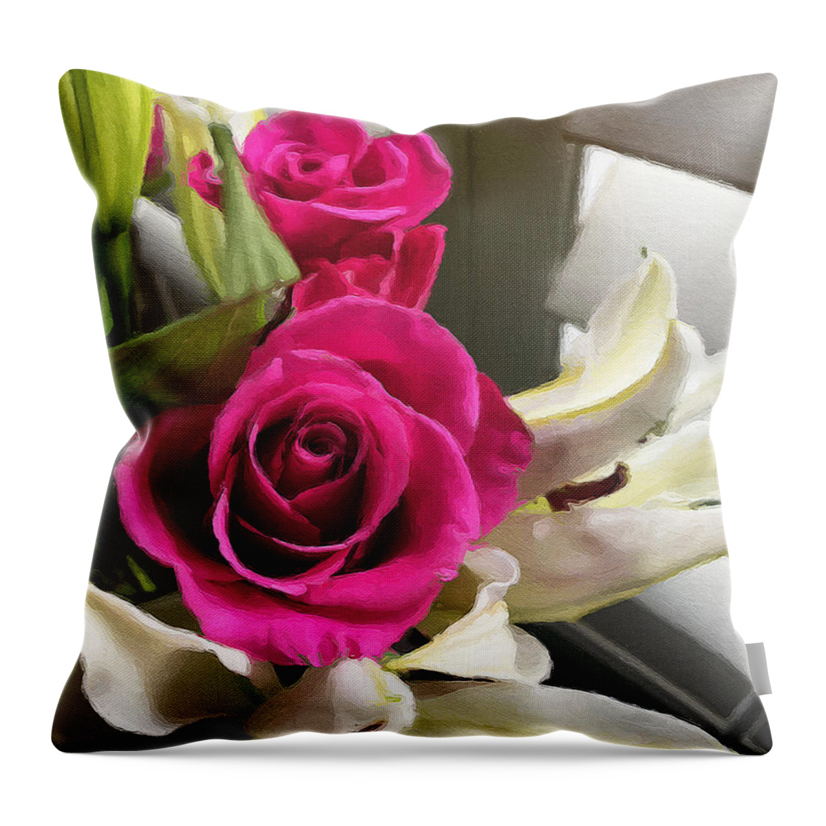 Roses Throw Pillow featuring the photograph Pink Roses by Brian Watt