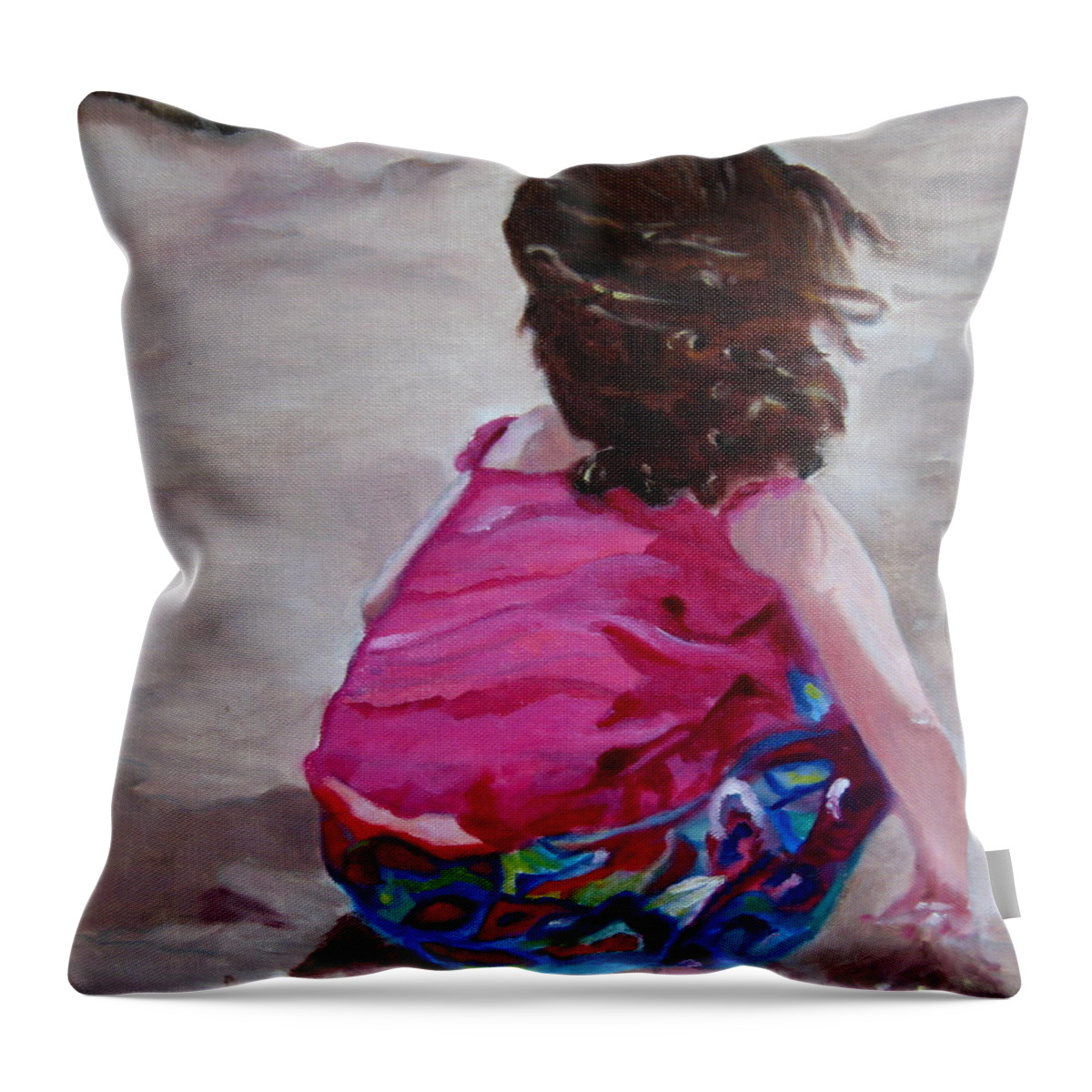 Child Throw Pillow featuring the painting Piper in Princeville by Juliette Becker
