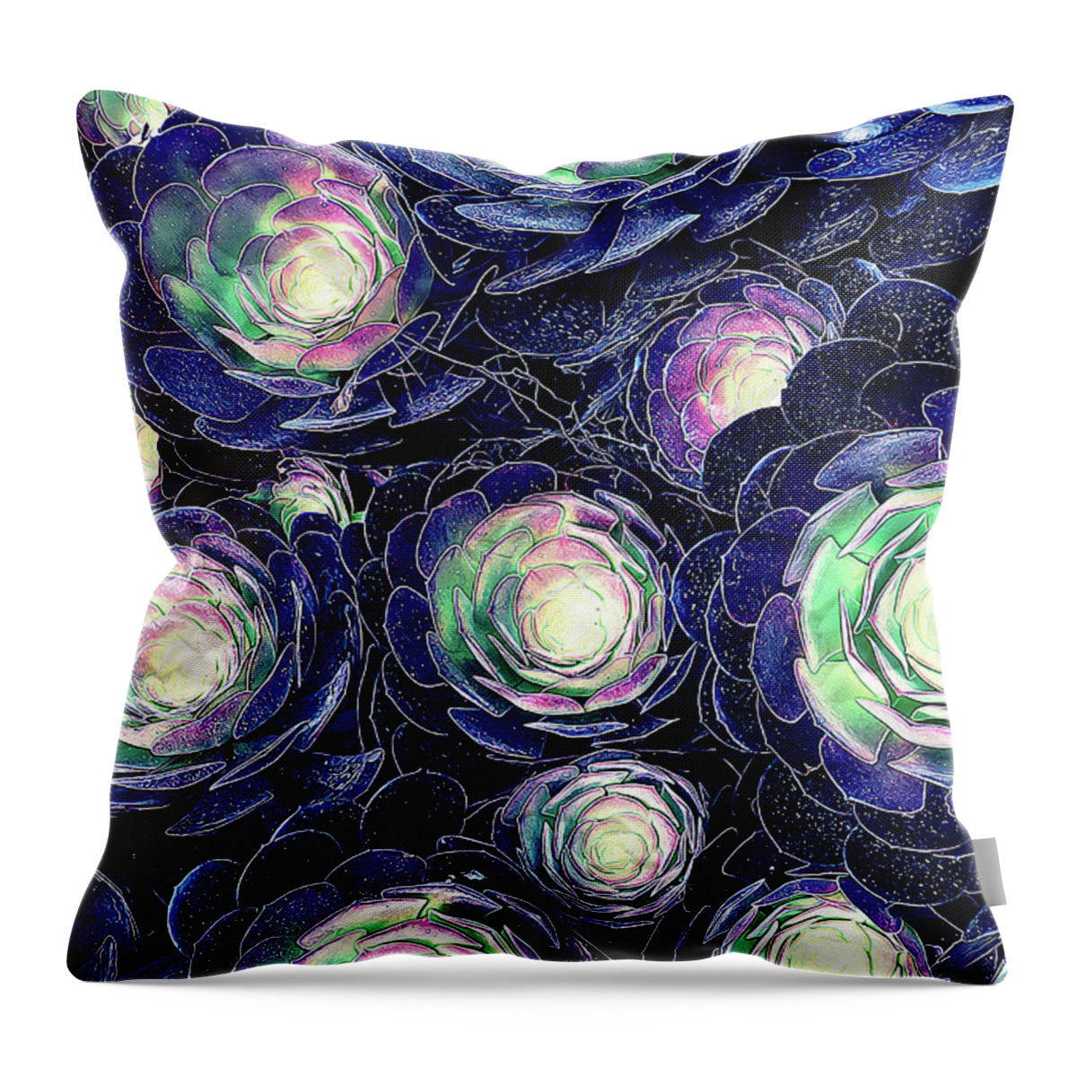 Plants Throw Pillow featuring the digital art Plant Life At Night by Phil Perkins