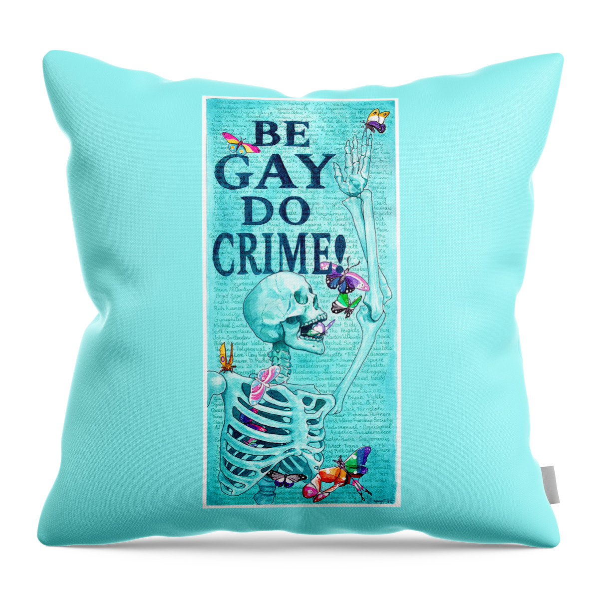 Skull Throw Pillow featuring the painting Please My Favorite Don't Be Sad by Tiffany DiGiacomo