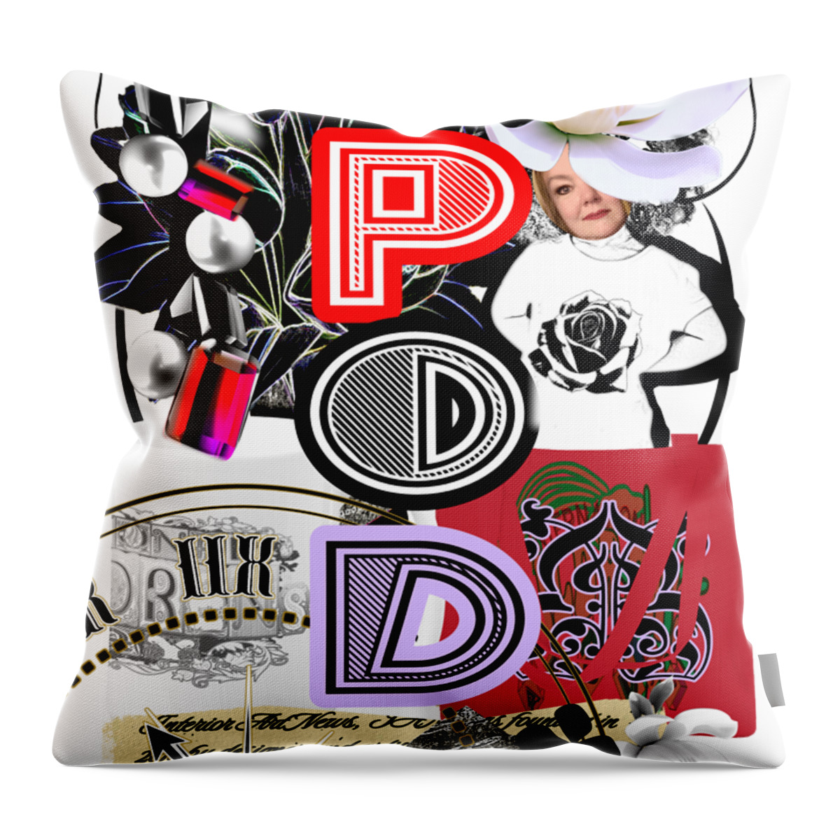 Pod Throw Pillow featuring the digital art POD Collage by Delynn Addams