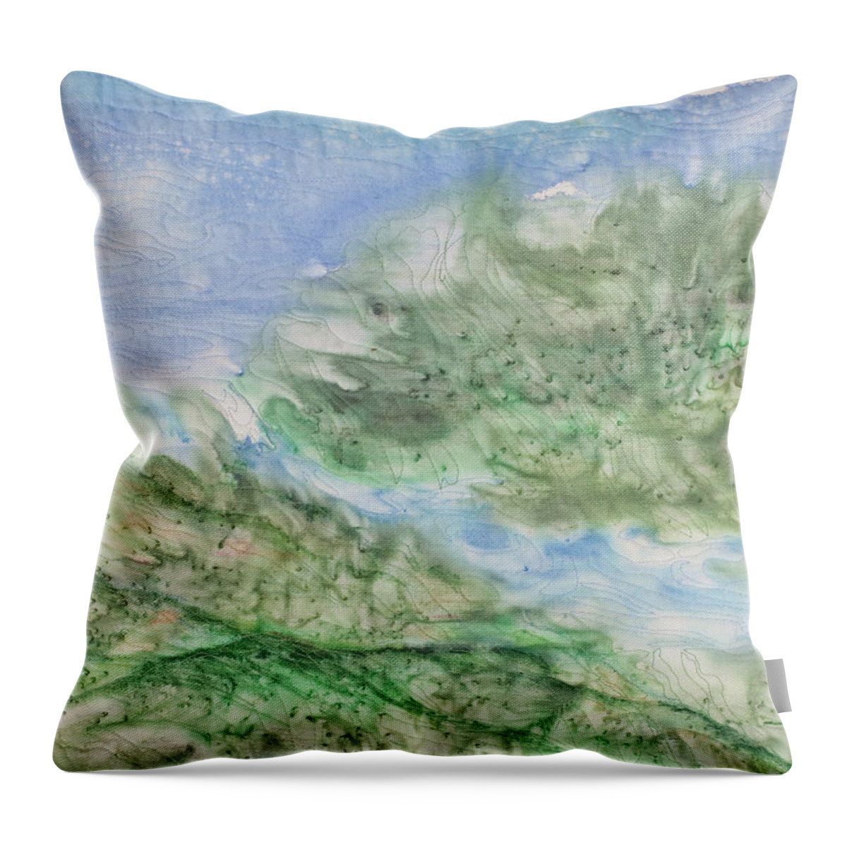 Point Bonita Headlands Fiber Art Throw Pillow featuring the mixed media Point Bonita Headlands by Vivian Aumond