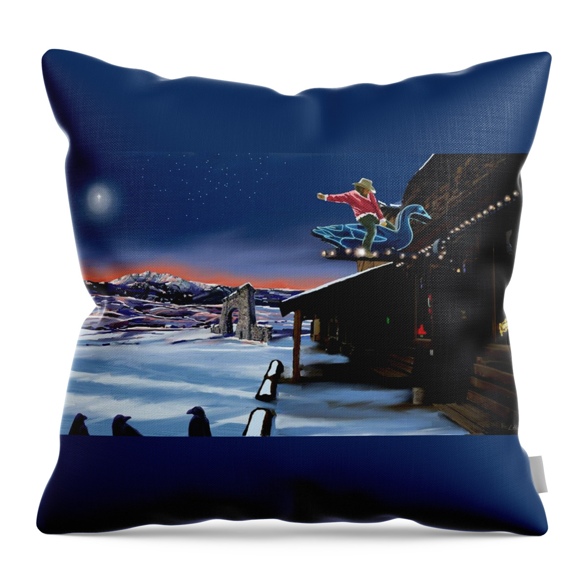 Point Throw Pillow featuring the digital art Point's Goose Ride by Les Herman