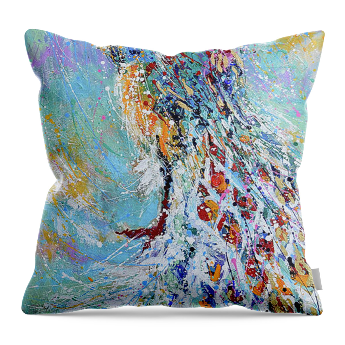 Peacock Throw Pillow featuring the painting Poised Glory by Jyotika Shroff