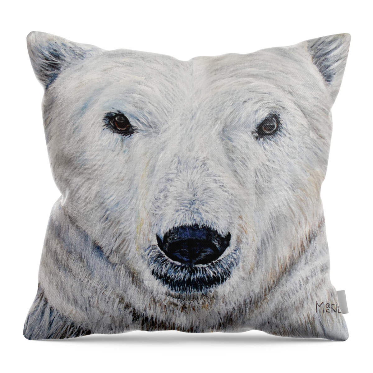 Hypercarnivores Throw Pillow featuring the painting Polar Bear - Churchill by Marilyn McNish