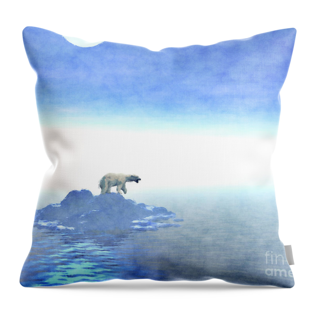 Polar Bear Throw Pillow featuring the digital art Polar Bear On Iceberg by Phil Perkins