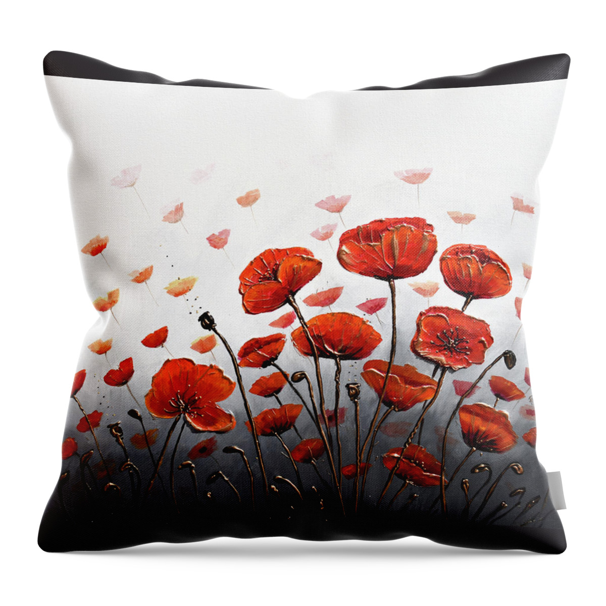Red Poppies Throw Pillow featuring the painting Poppy Summer Delight by Amanda Dagg