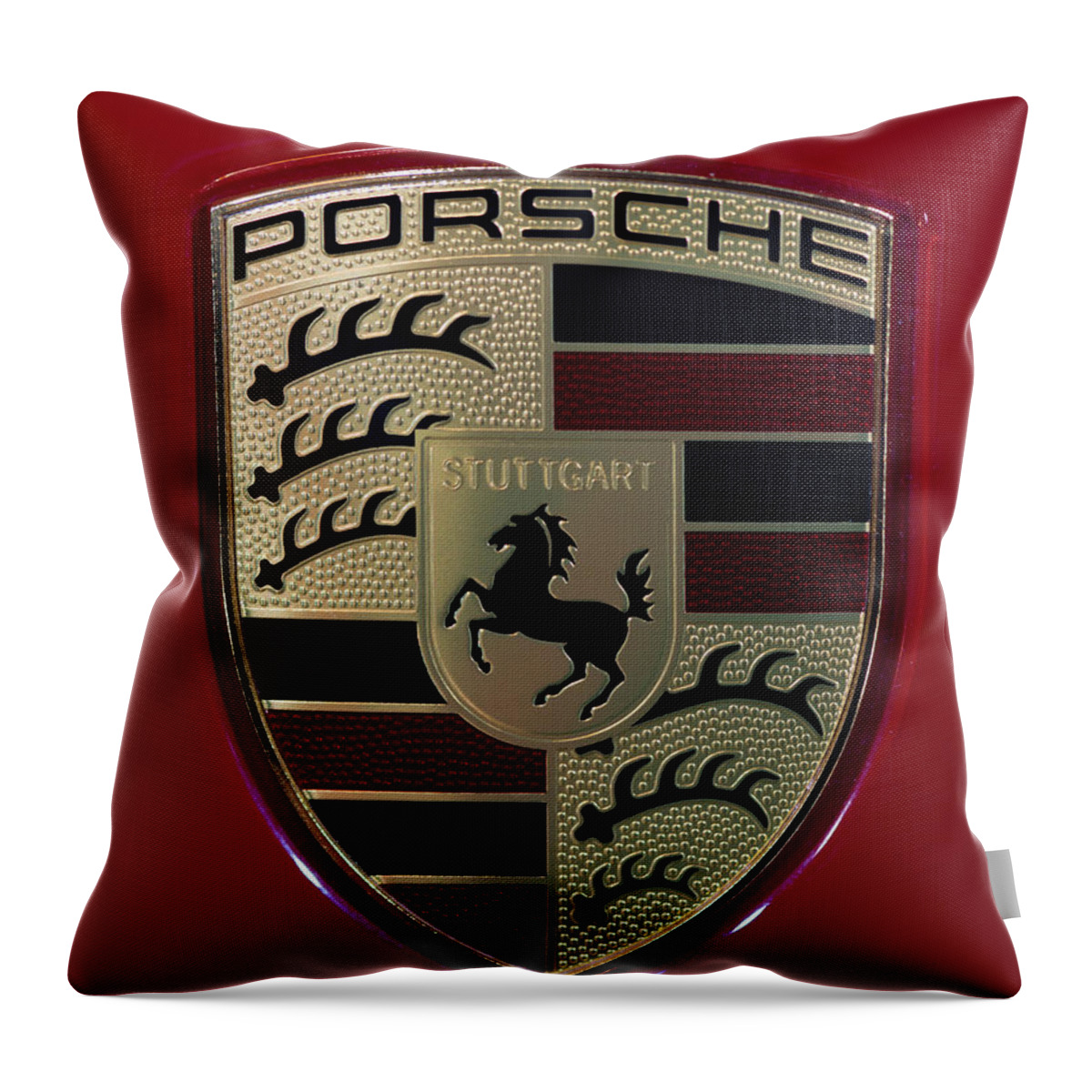 911 Throw Pillow featuring the photograph Porsche Emblem by Sebastian Musial