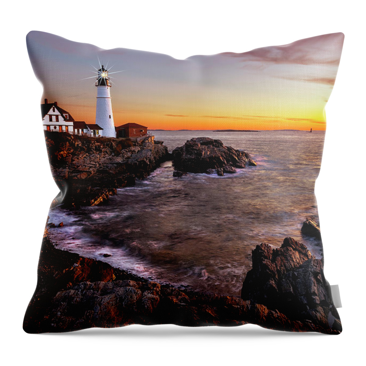 Maine Throw Pillow featuring the photograph Portland Head Lighthouse by Gary Johnson