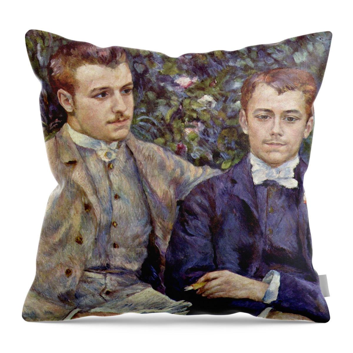 Pierre Throw Pillow featuring the painting Portrait of Charles and Georges by Pierre Auguste Renoir