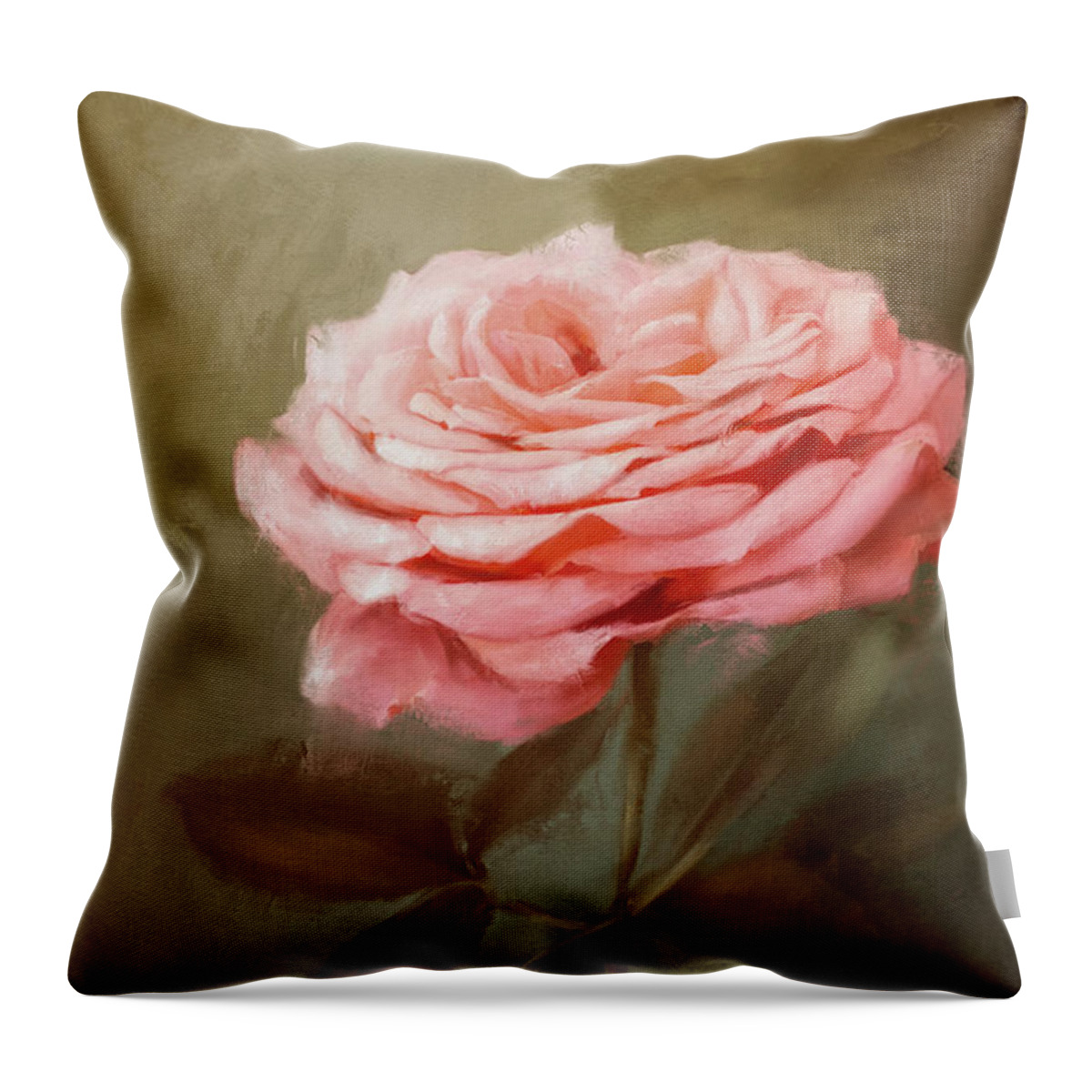 Flower Throw Pillow featuring the painting Portrait Of The Salmon Rose by Jai Johnson