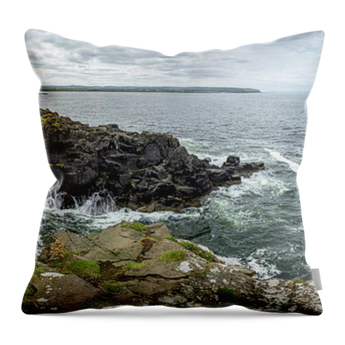 Portstewart Throw Pillow featuring the photograph Portstewart Harbour 1 by Nigel R Bell