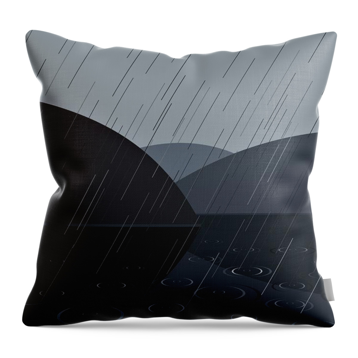 Raining Throw Pillow featuring the digital art Pouring Down by Fatline Graphic Art