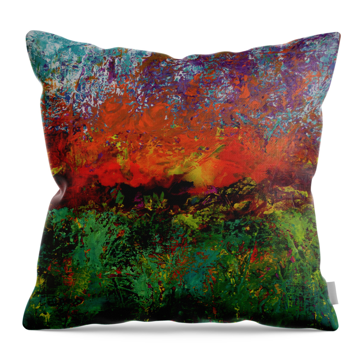 Fire Throw Pillow featuring the painting Prairie Fire by Robin Valenzuela