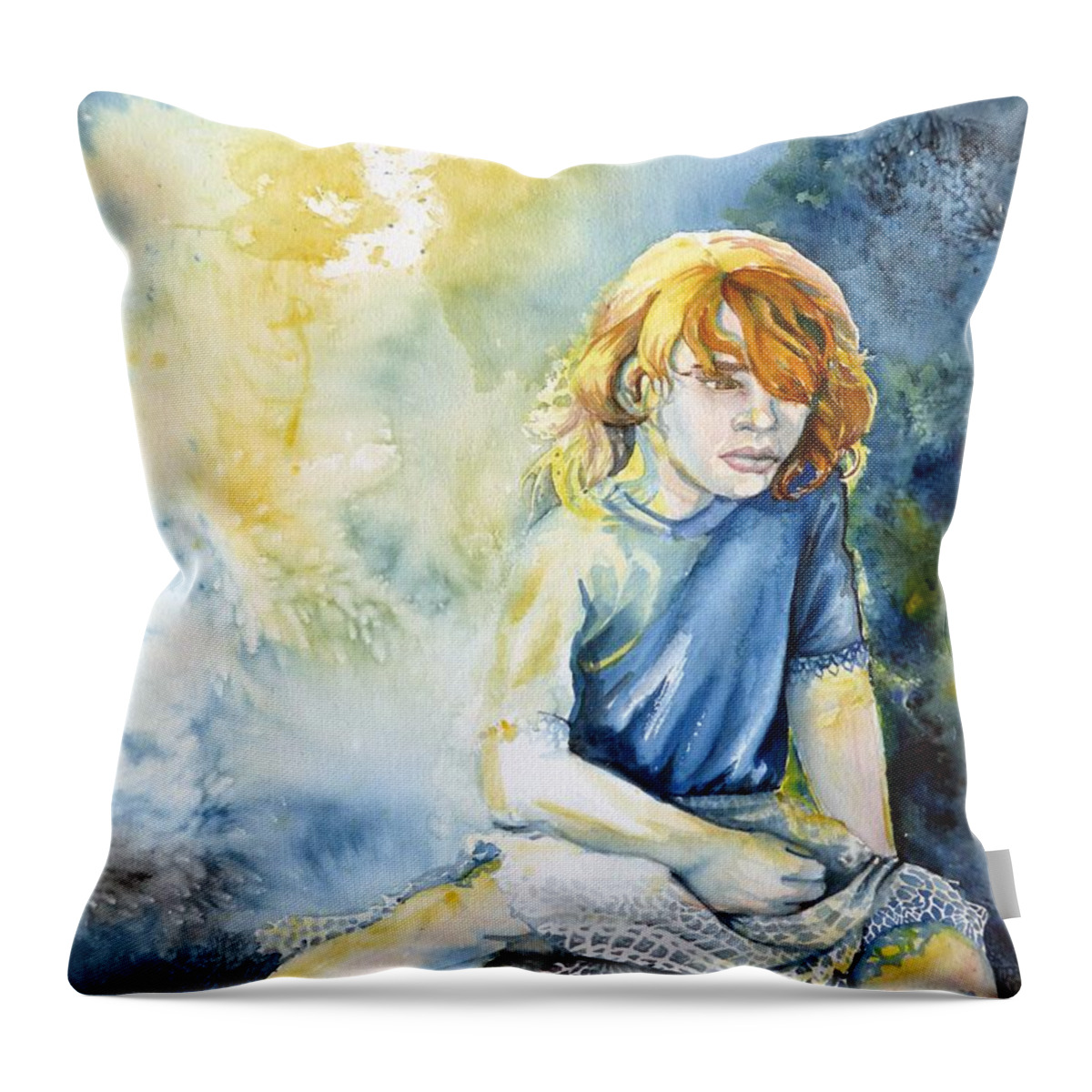Pre Teen Throw Pillow featuring the painting Pre Teen by Merana Cadorette