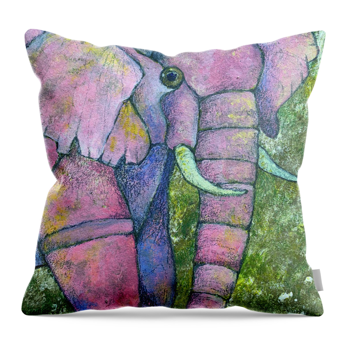 Pink Throw Pillow featuring the photograph Pretty in Pink Elephant by AnneMarie Welsh