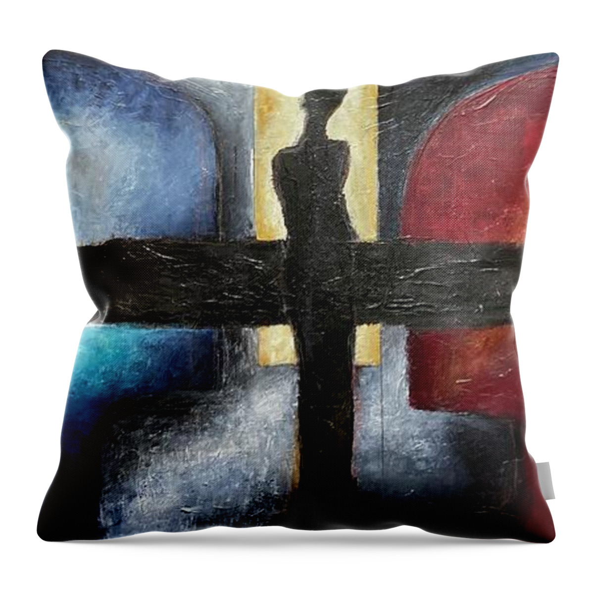 Figures Throw Pillow featuring the painting Progression 1B by David Euler