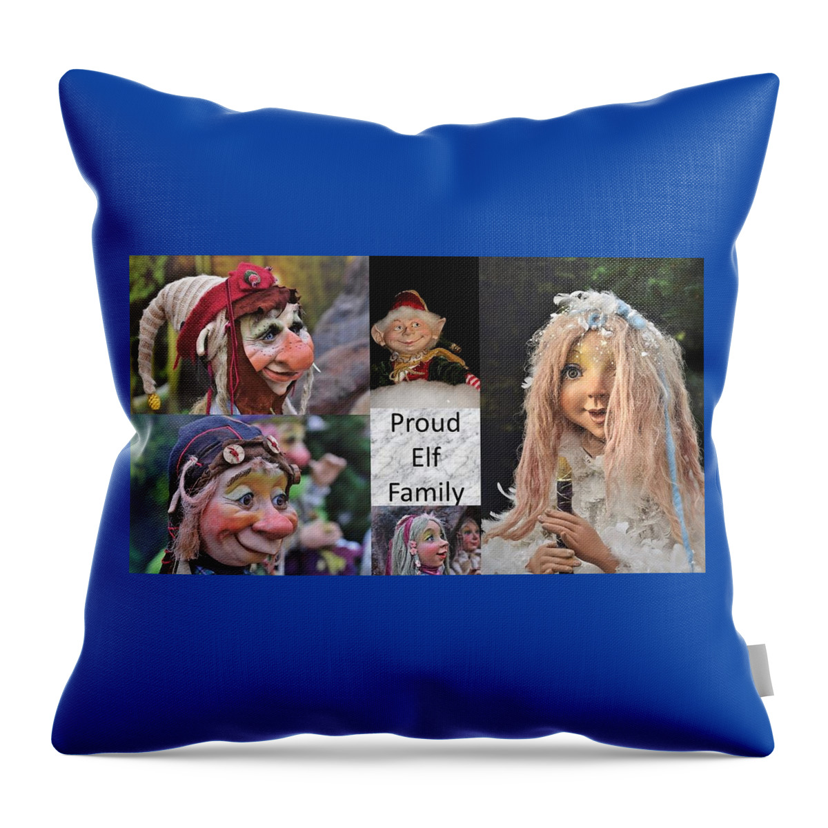 Elf Throw Pillow featuring the mixed media Proud Elf Family by Nancy Ayanna Wyatt