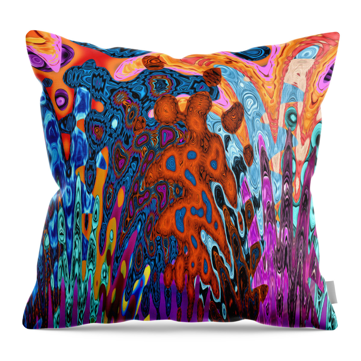 Abstract Throw Pillow featuring the digital art Psychedelic - Volcano Eruption by Ronald Mills