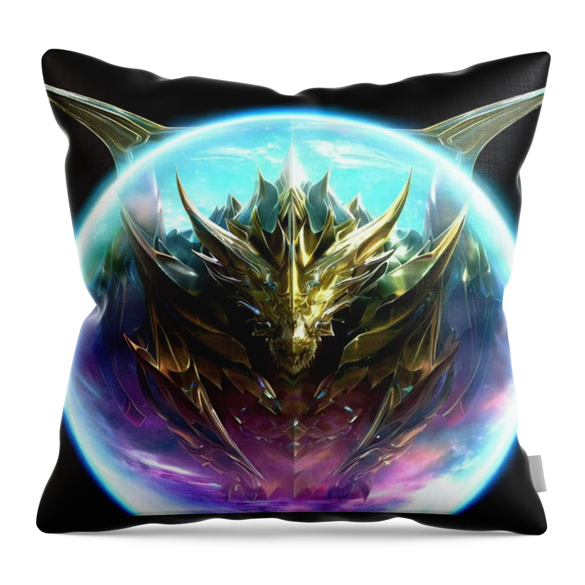 Dragon Throw Pillow featuring the digital art Pure Golden Dragon by Shawn Dall